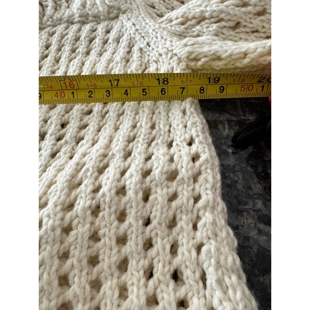 Cinq a Sept Ivory Crochet Cardigan Scalloped Open Knit Button Sweater NWT Sz L